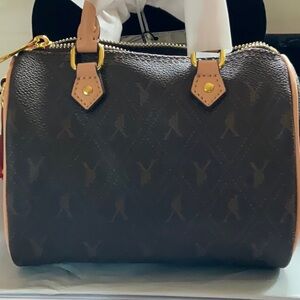 Elegant Brown Designer Handbag Mini Satchel Crossbody Boston Bag